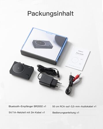 Inateck Bluetooth Аудіо Адаптер BR2001: Bluetooth 5.1, RCA/3.5mm AUX, для стереосистем та навушників