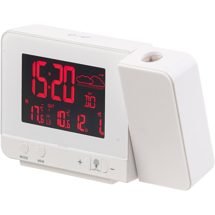 infactory Projection Clocks: Radio Weather Station with Projection Alarm, Outdoor Sensor, and USB, White (Radio Projection Clock, Clock with Projection, Outdoor Temperature Display)