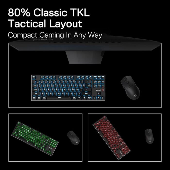 Redragon K660 RGB-механічна клавіатура для геймінгу, TKL, 87 клавіш, з підсвічуванням, підключення через кабель, алюмінієва база, тихі червоні перемикачі