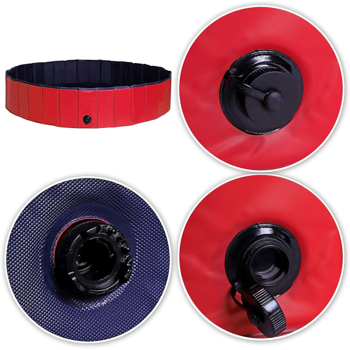 Дитячий надувний басейн для собак Lionto, Ø 80 см, 20 см заввишки, антиковзне покриття, зливний отвір, синьо-червоний, S (80 см Ø)