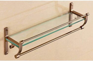 WDSOPK Bathroom Shelf, Tempered Glass Shelf, Single-Layer Bathroom Shelf, Wall-Mounted Bathroom Storage Shelf (-) (Glass Panel, 50cm)