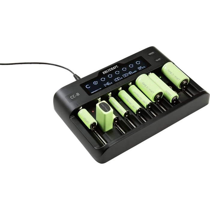 Зарядний пристрій VOLTCRAFT CC-8 для Li-Ion, LiFePO4, NiMH, NiCd акумуляторів AA, AAA, AAAA, 9V