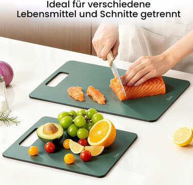 Набір дерев'яних обробних дощок 2 шт., стійкі до миття в посудомийній машині, високої щільності, нетоксичні, без BPA, з антиковзними ніжками, безпечні для ножів – ідеально для кухні та як подарунок (зелені)