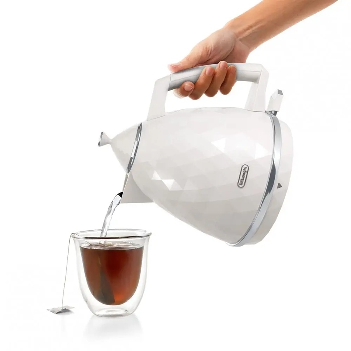 Електричний чайник De'Longhi Brillante KBJX2001W, 2000 Вт, 1,7 л, білий
