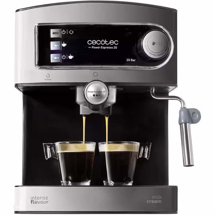 Кавоварка Cecotec Cumbia Power Espresso 20 Barista Aromax, 2900 Вт, 20 бар, 2 нагрівальні системи, манометр, подвійний фільтротримач, 2 фільтри