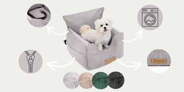 Автоматичний лежак для собак у машину з іменем, бежевий, 60x60x30 см