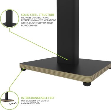 Підлогові стійки для акустичних систем Kanto ST28P - пара, чорний метал, дерев'яна база