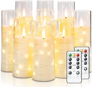 Homemory Flameless LED Candles with Remote Control and Timer, Acrylic, Gray, 5-Piece Set