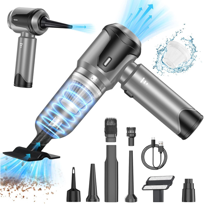 Бездротовий ручний пилосос Unipampa 16000PA, 100W, 6000mAh, для дому, авто, офісу, видалення шерсті тварин (сірий)