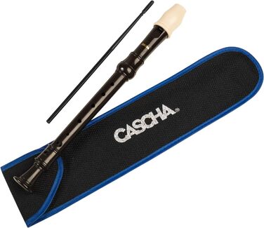 Блокфлейта сопрано CASCHA HH 2173 для дітей та початківців - набір з чохлом, ганчіркою для чищення та таблицею грифок - німецька система грифок - легка у використанні - пластикова блокфлейта