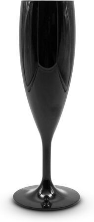 DOJA Barcelona: Набір з 6 склянок для шампанського, 60 мл, чорний полікарбонат, багаторазові | 195x68x2 мм