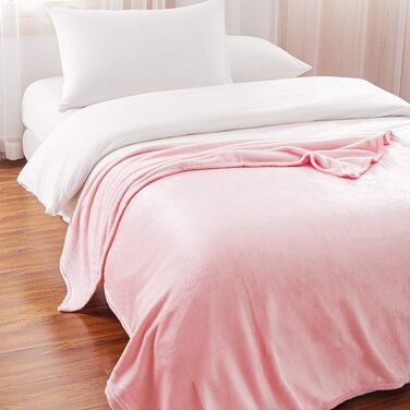 Плед KEPLIN з фланелі, великий накид, ковдра, м'який, затишний та пухнастий, з мікрофібри, для ліжка та ковдри, ідеальний для дорослих та дитячих кімнат (150 x Queen, персиковий)