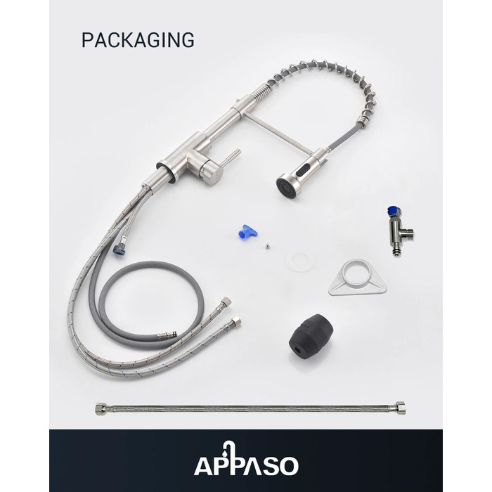 Змішувач для кухні APPASO 3-Wege, чорний, з нержавіючої сталі, 360° обертання, для фільтрації води