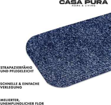 Casa Pura Non-Slip Stair Treads - 15 Piece Set - Adhesive Treppenschutz for Indoor Stairs - Blue, Rectangular