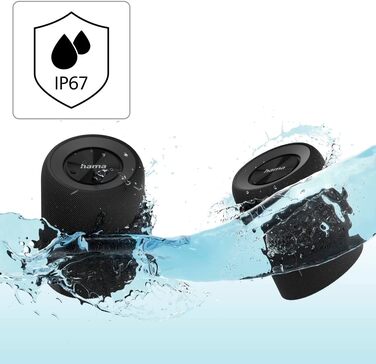 Hama Twin: Набір 2 Bluetooth колонок 30W, водонепроникні (IP67), чорні. Портативні, плавучі, до 10 годин роботи. True Wireless Stereo.