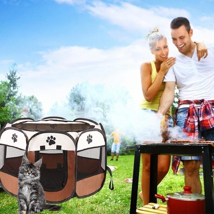 Клітка-забіг для цуценят та тварин, 74x74x43 см, для собак, котів, кроликів, дрібних тварин, Oxfordgewebe, портативна