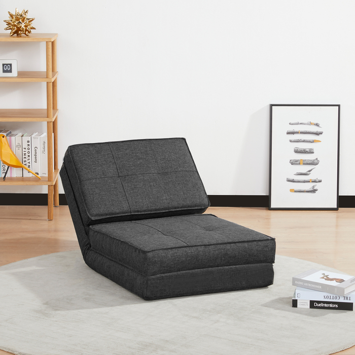 HOMCOM Floor Sofa Foldable Reclining Chair Floor Stool 5-Seat Adjustable Folding Chair Sleeper Sofa Futon Single Sofa Dark Grey 61 x 73 x 58 cm | Aosom