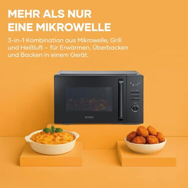 Мультифункціональна мікрохвильова піч Severin Crispy Wave 4-в-1 з конвекцією, грилем та аерофритюрницею, 25л, 2150 Вт, нержавіюча сталь, MW 7982