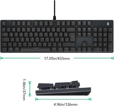 Black Shark Механічна ігрова клавіатура RGB, QWERTZ, німецьке розкладка, червоні перемикачі, 105 клавіш, металева пластина, програмована, для геймерів