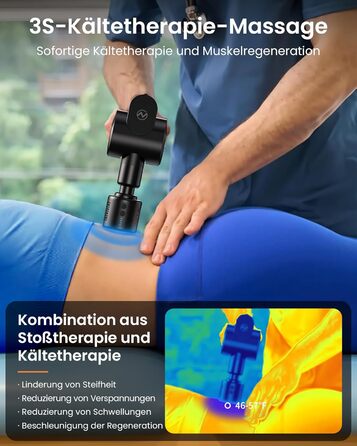 Масажер для м'язів Napre Massagepistole: 32 швидкості, кут налаштування, металевий подовжувач, чорний (нагрів/охолодження)