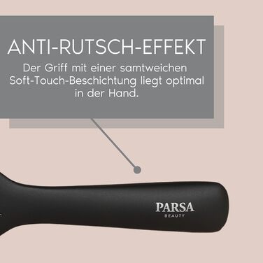 Професійна щітка для волосся PARSA Beauty з активними компонентами – для випрямлення та догляду, підходить для кучерявого та довгого волосся (з карбону та турмаліну)