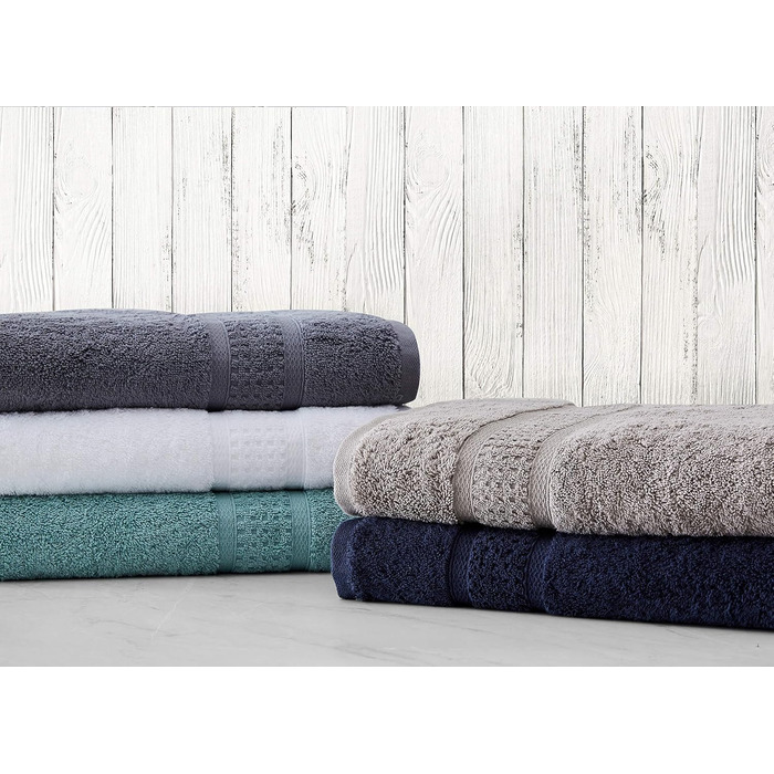 Nautica - 6 Piece Bath Towel Set, absorbent & colorfast cotton, towel set, fashionable bathroom decoration, Öko-Tex Certified (Ocean Turquoise, 6 Piece) 6 Piece Turquoise
