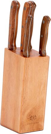 Набір ножів Karl Hausmann 5 предметів: ніжний блок, кухонні ножі з нержавіючої сталі, блок для ножів з пластику та щетиною