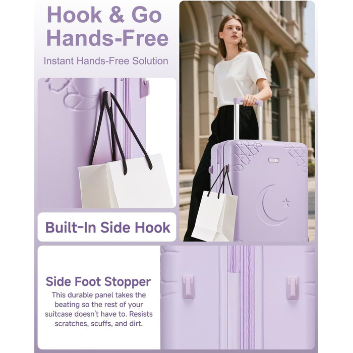 Набір валіз Sea Choice: 3 валізи з жорстким корпусом, розширювані, з TSA замком (фіолетовий)