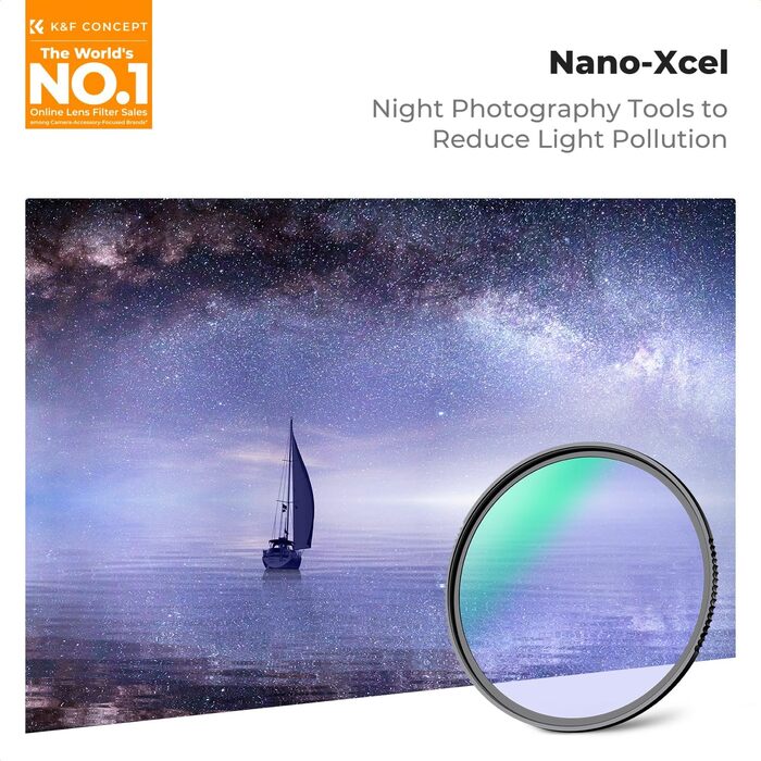 Фільтр K&F Concept Nano-X Natural Night для астрофотографії (62mm) - зменшує засвітлення