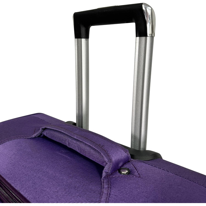 Чемодан-валіза на колесах з тканини, розширюваний, з подвійними колесами (M/L/XL/XXL або набір 4 шт.), м'яке багаж (фіолетовий, ручна поклажа (55 см))
