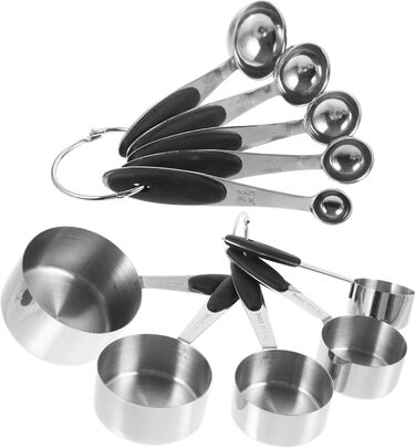 Cabilock 3-Piece Measuring Spoon Set, Stainless Steel Kitchen Helper Set, Kitchen Utensil Set, Measuring Spoons Set, Dessert Cups with Lid, Measuring Spoon Cup, Stainless Steel