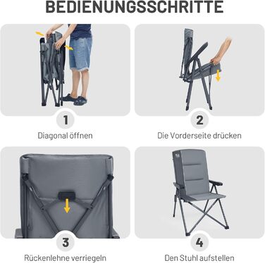 Набір кемпінгових стільців Timber Ridge (2 шт) складані, з високою спинкою, регульовані (3 положення), вантажність 160 кг, сірі