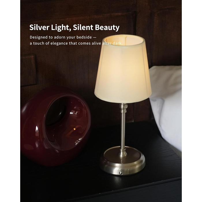 Нічник бездротовий акумуляторний Wiederaufladbare для вітальні, спальні, їдальні - Gold (з лампочкою, димування, сенсорне управління, 5200 mAh)