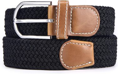 Плетіний еластичний ремінь DonDon для жінок та чоловіків, чорний, 100-120 см