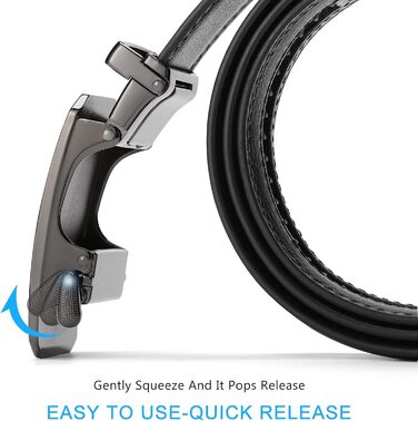 Чоловічий шкіряний ремінь SENDEFN з автоматичною пряжкою, ширина 35 мм, регульований розмір, чорний (125 см/36''-42'')