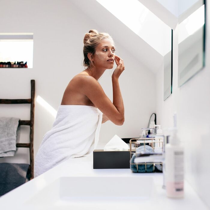 Коробка для серветок Relaxdays з кришкою з бамбука, сучасний дизайн, пластик, чорний/натуральний, 10 x 26 x 14 см