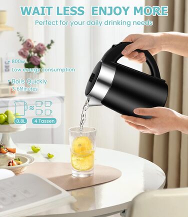 Електричний чайник-термос Hixava 800 мл для кемпінгу та подорожей. Швидкий нагрів, нержавіюча сталь