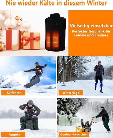 Обогревна жилетка з флісу для чоловіків з акумулятором 5V 10000mAh - жилетка з 3 рівнями нагріву, 5 зонами обігріву, ідеальна для роботи на відкритому повітрі, катання на лижах, піших прогулянок та щоденних поїздок. Чорний, XXL