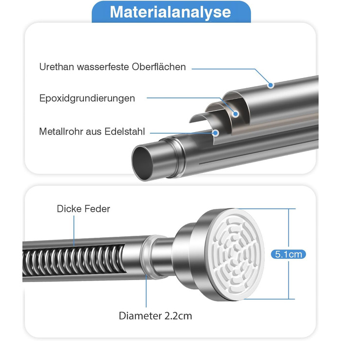 Телескопічна штанга для карнизи/душової кабіни, 79-195 см (срібна)