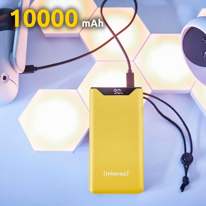 Powerbank Intenso F10000: акумулятор 10000 mAh з PD 20W та QC 18W, USB-C та USB-A, жовтий