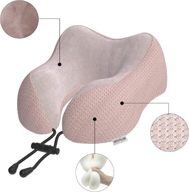 Подушка для шиї у вигляді хом'ятка, для подорожей, авто, офісу та дому (Рожева)