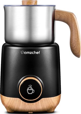 AMZCHEF Автоматичний спінювач молока 8-в-1, 550 Вт, 600 мл, чорний. Спінювач молока для гарячого та холодного напою, дитячого харчування.
