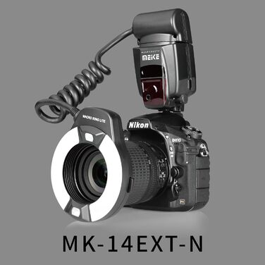 Makro спалах Meike MK-14EXT-N з LED AF Assist для камер Nikon (D5100, D3200, D3300, D5200, D90, D850, D3500)