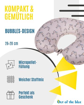 Подушка для шиї Bubbles з мікрогранулятом - компактна, ергономічна, 30x30 см, для подорожей літаком та поїздом