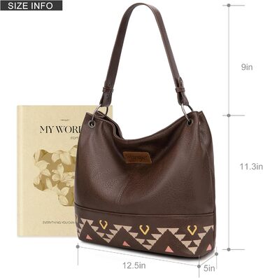 Сумка жіноча Wrangler Hobo з екошкіри, верхня ручка, кросбоді та сумка-тоут (Western Coffee)