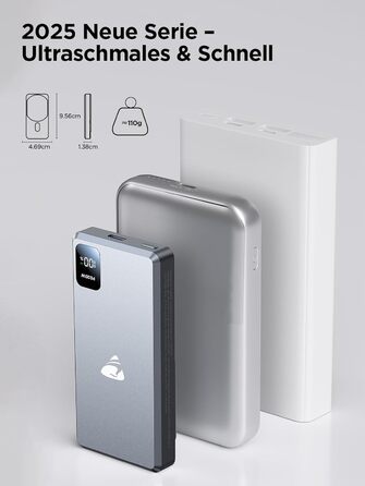 Портативний зарядний акумулятор Powerbank з MagSafe, 5000mAh, 20W PD, 15W Wireless, USB-C, для iPhone, AirPods (Сірий)