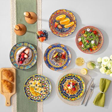 Набір посуду з порцеляни Vancasso 18-Piece для 6 осіб (6 великих тарілок, 6 десертних тарілок, 6 салатників), Boho серія KRVI