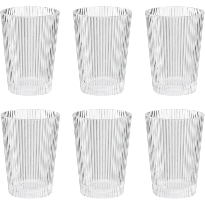 Stelton Pilastro Drinking Glasses - Ribbed Water Glasses Set - Dishwasher Safe, Stackable, for Hot & Cold Drinks - 240ml - Set of 6