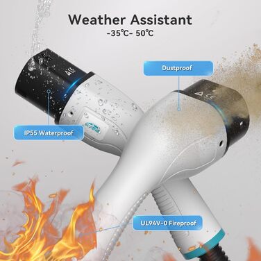 Кабель для зарядки електромобіля 22kW 32A Typ 2, 5м, IP55, для електромобілів та гібридів, з сумкою для зберігання