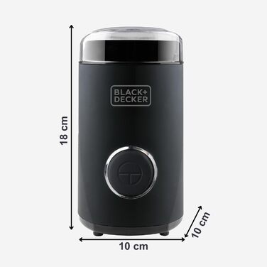 Кавомолка Black+Decker BXCG150E, 150 Вт, пластик, чорна